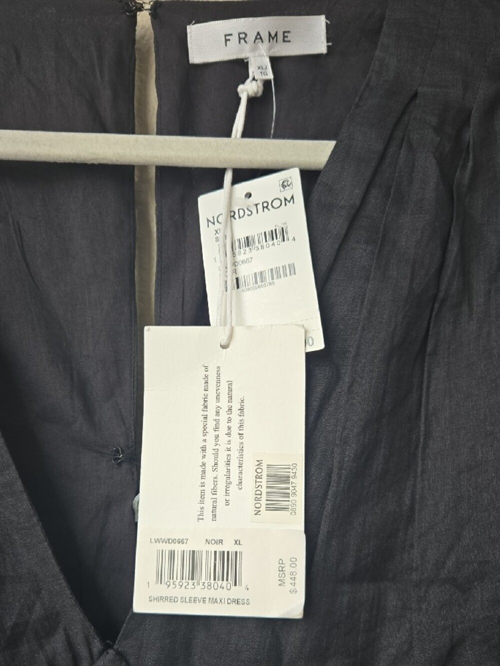 Frame Denim Black V-Neck Linen Maxi Dress - Picture 3 of 3